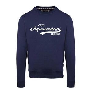 Aquascutum Mens Logo Crew Neck Sweatshirt / Navy